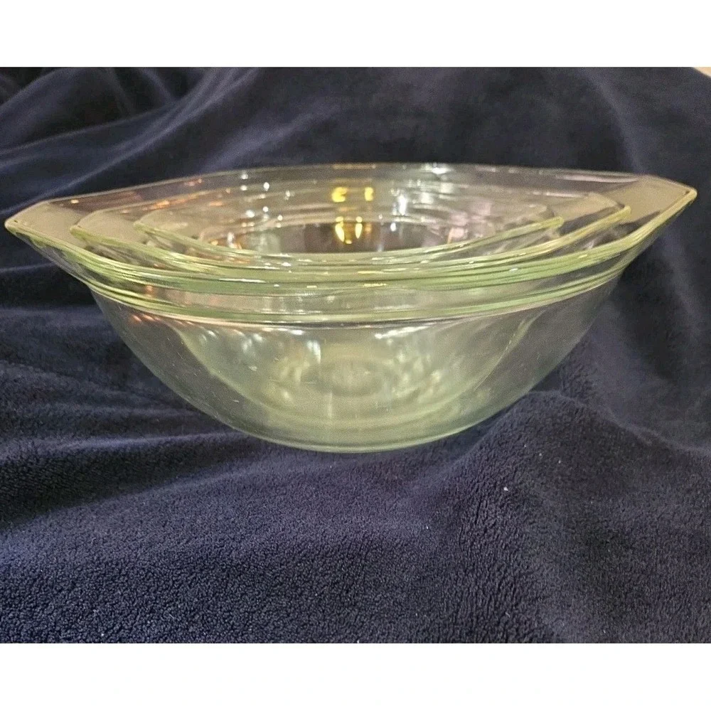 Vtg Pyrex Clear Glass Cinderella Mixing Bowls Nesting Mixing Bowl Set Mid Centur